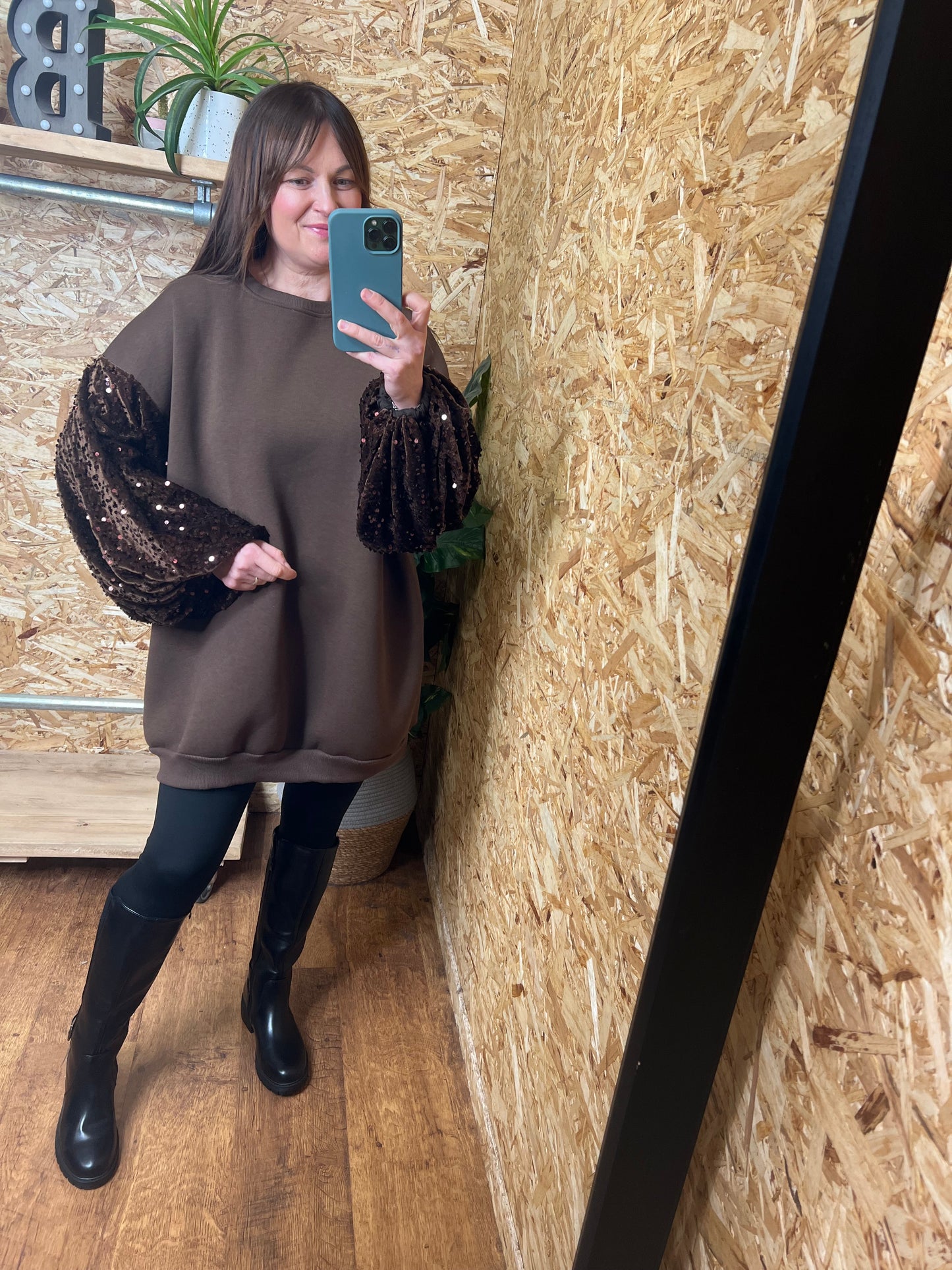 Sequin Sleeve Sweater/Dress