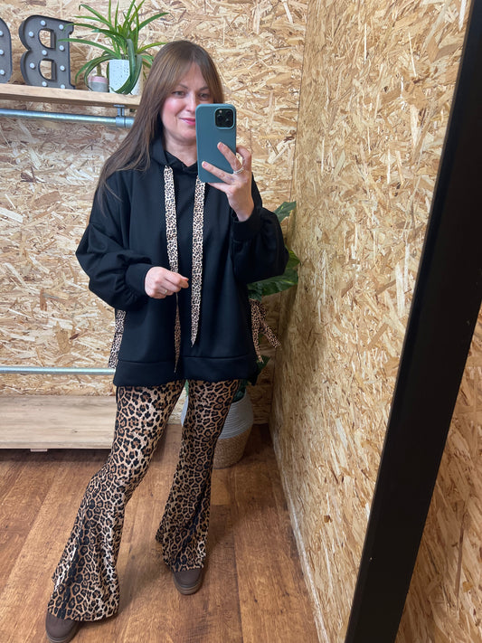 Leopard Ribbon Tie Hoodie