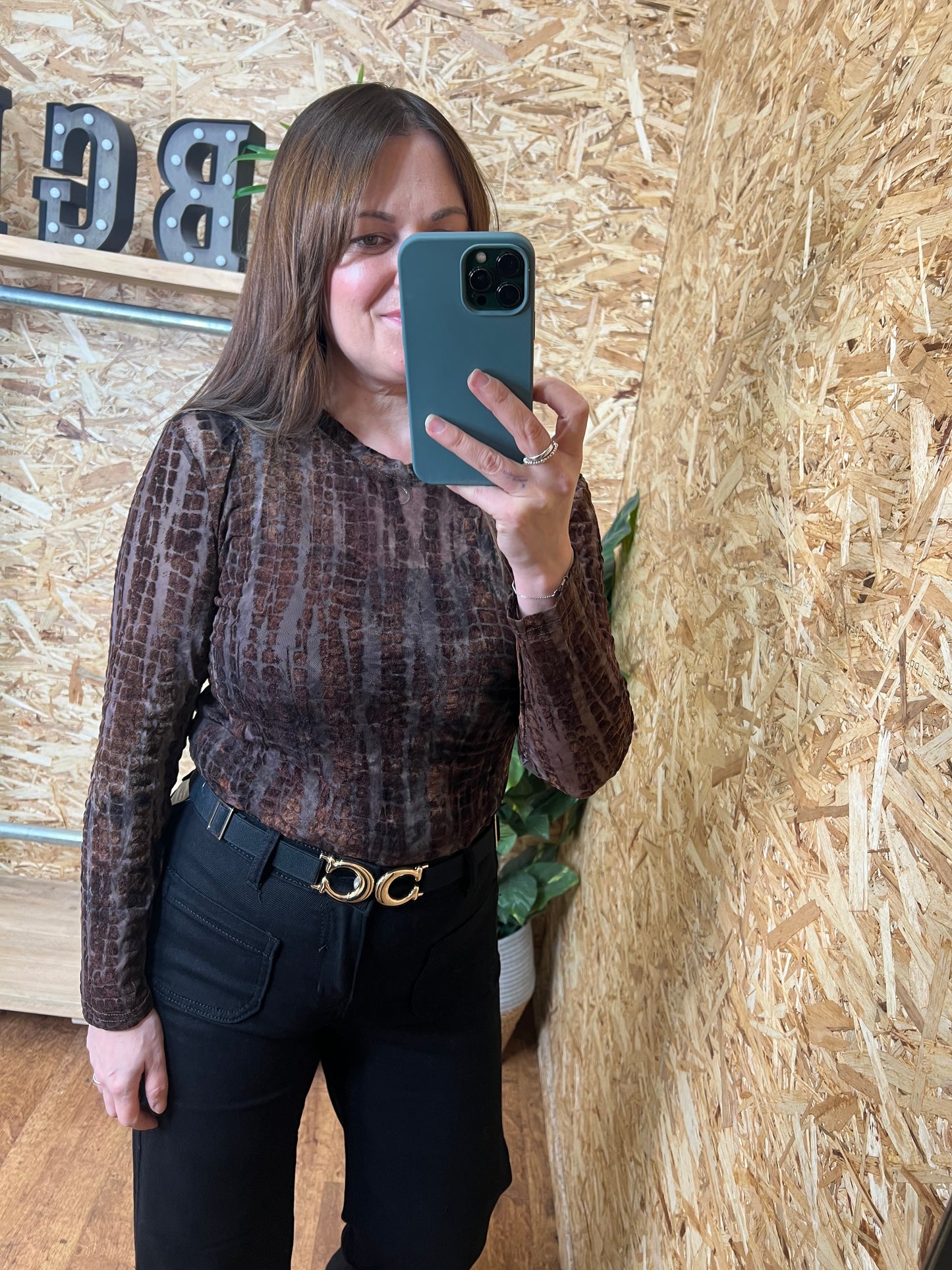 Devore Velvet Mesh Top