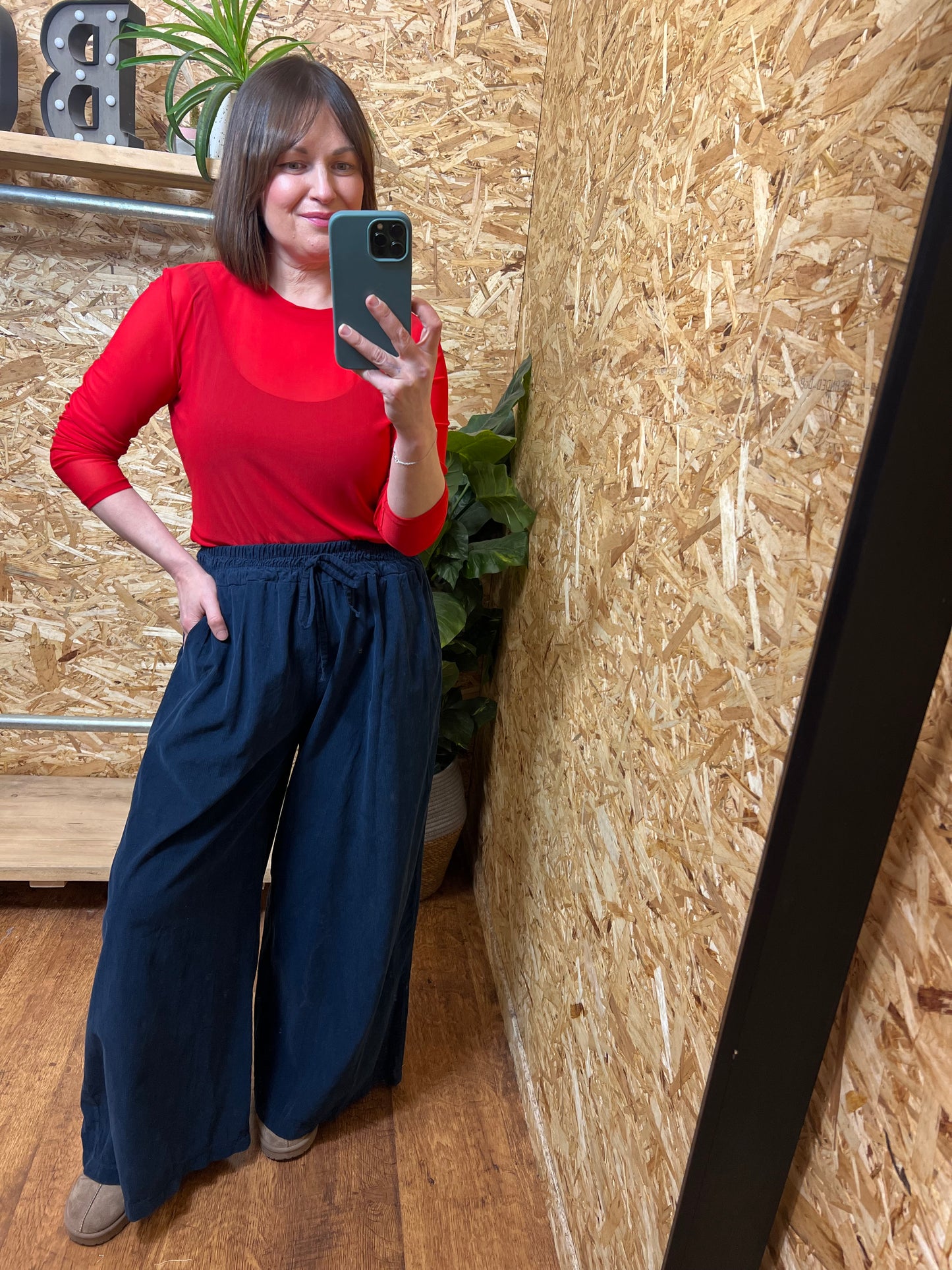 Needlecord Wide Leg Trousers