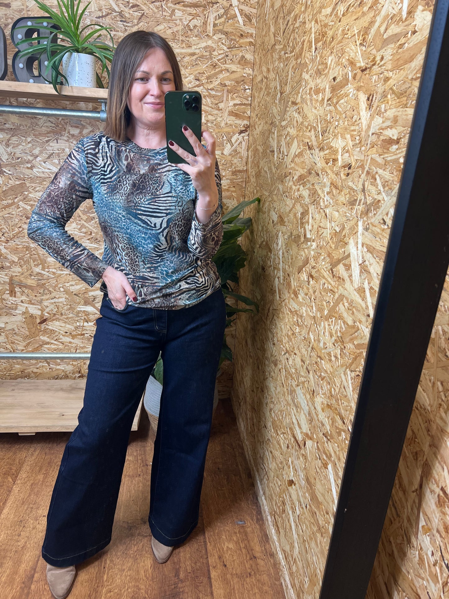 Zebra Mix Mesh Top