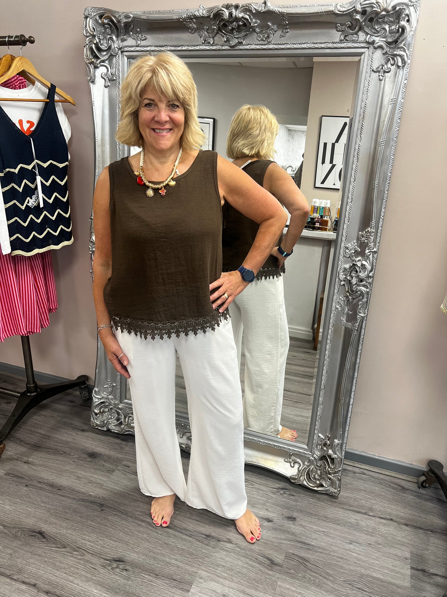 Crochet Trim Sleeveless Top