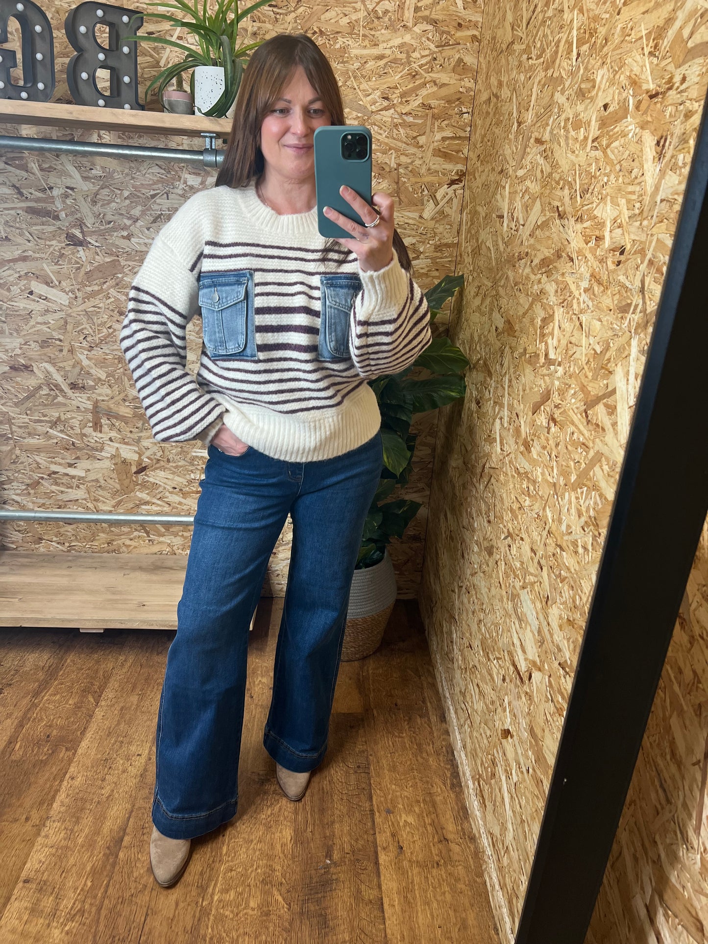 Denim Pocket Stripe Knit