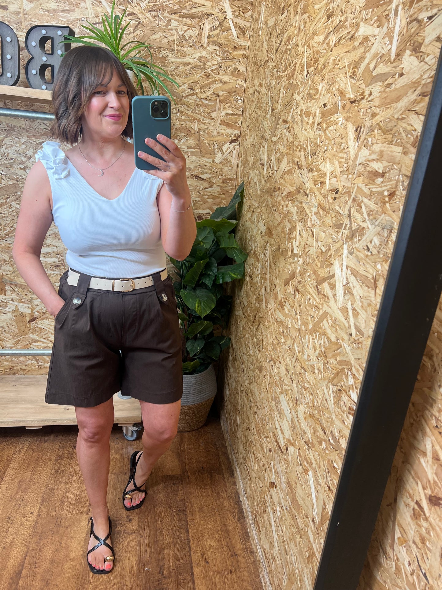 Belted Button Shorts