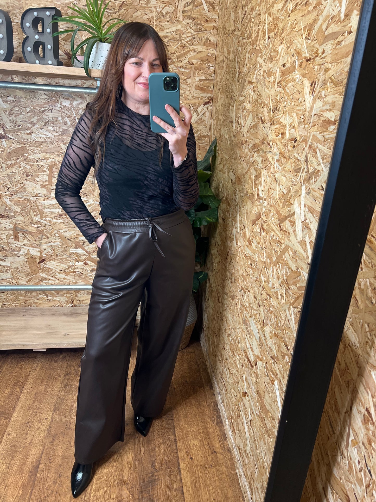 Zebra Devore Mesh Top