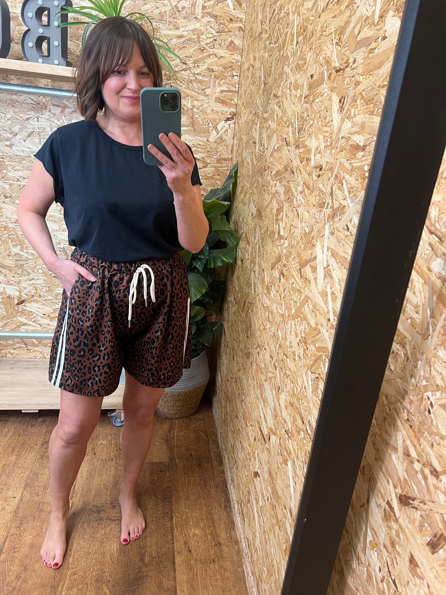 Leopard Side Stripe Shorts