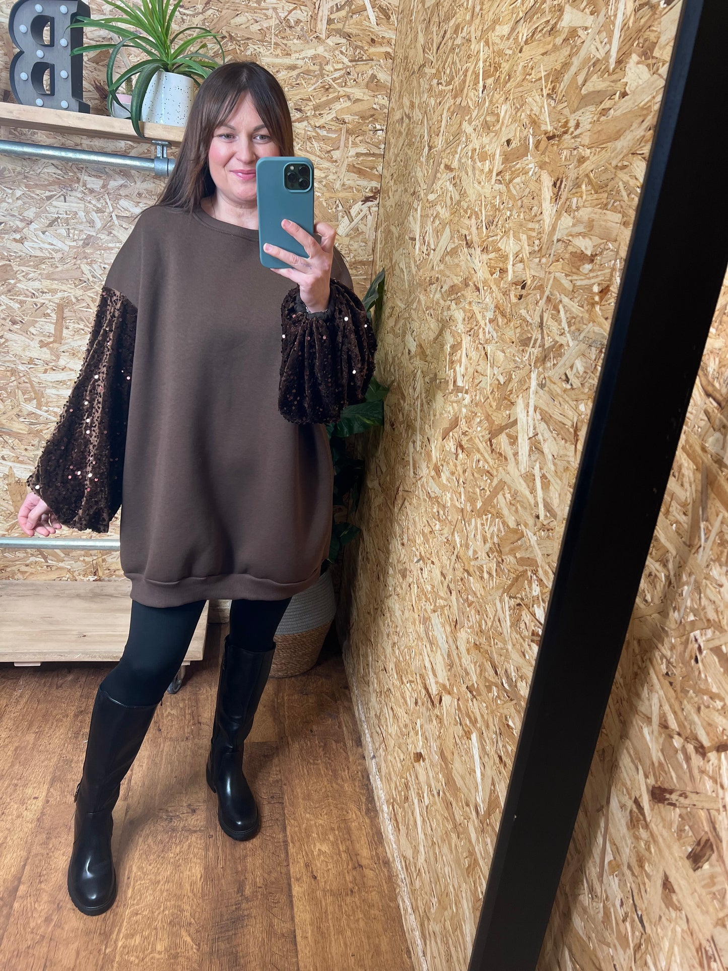 Sequin Sleeve Sweater/Dress