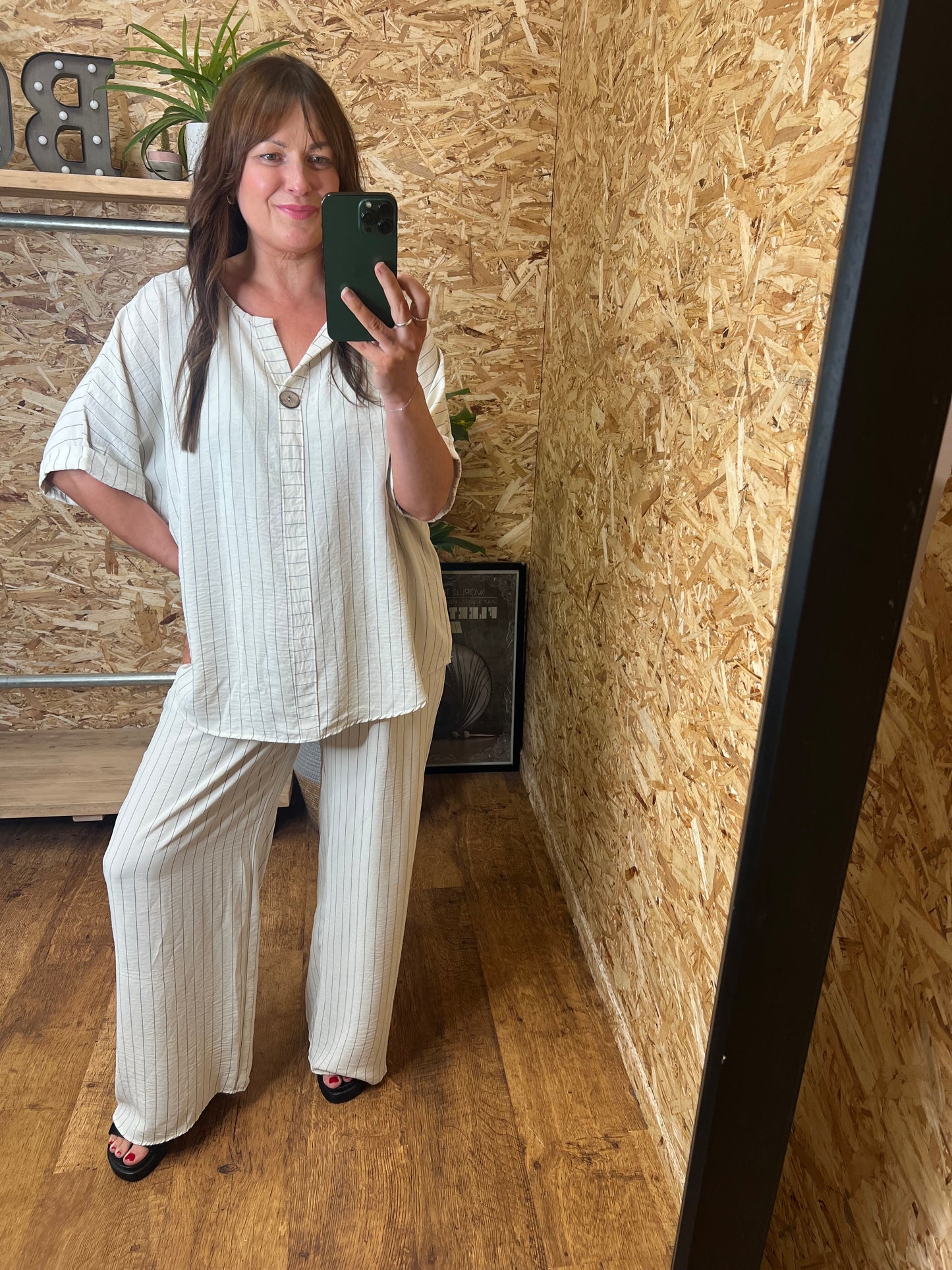 Pinstripe Co Ord Stone