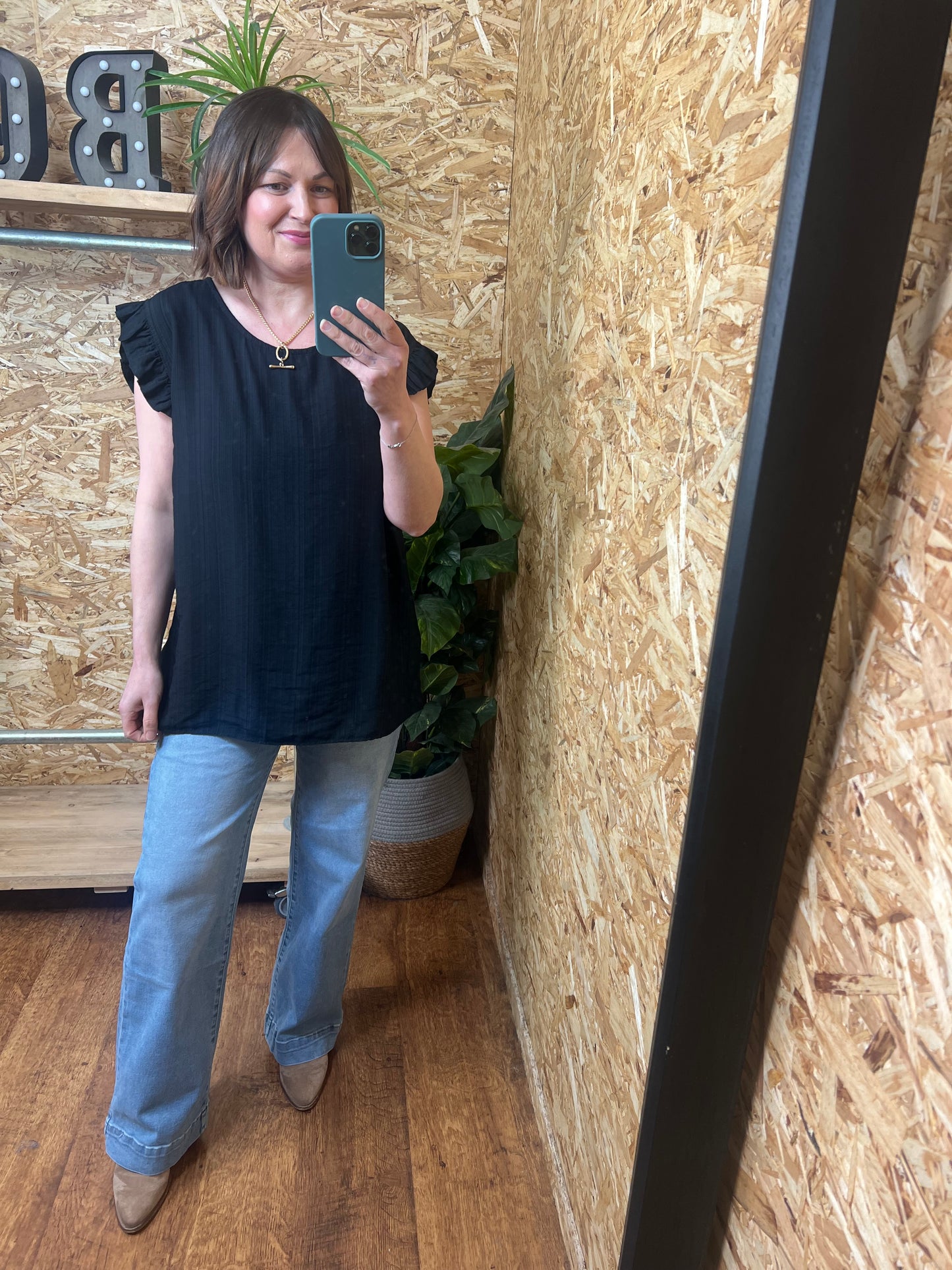 Lucie Frill Button Back Top