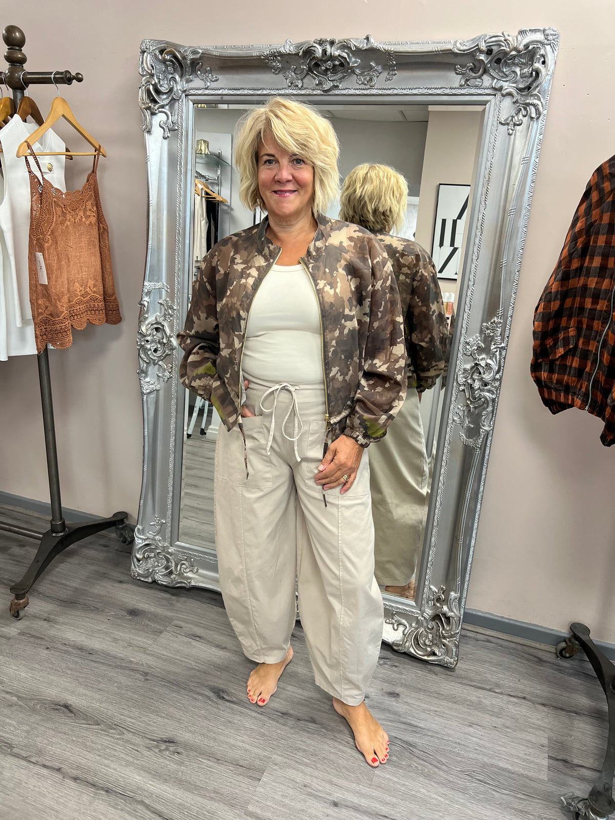Cotton Tie Front Barrel Trousers