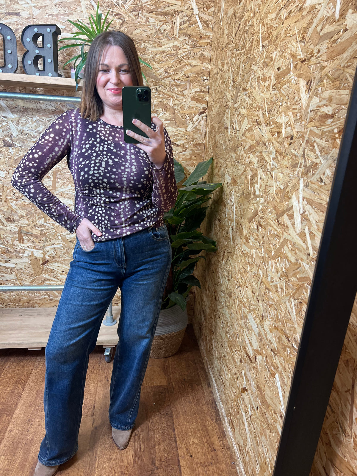 Deer Print Cashmere Mix Top