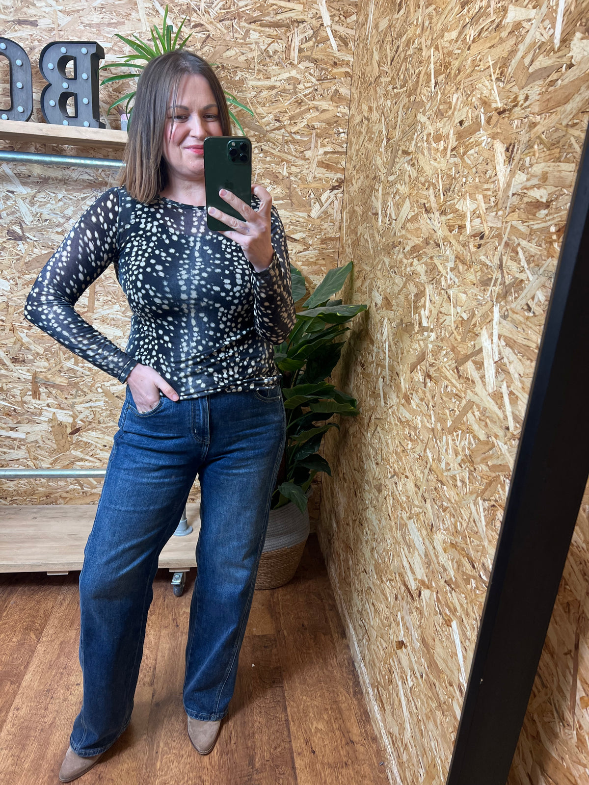 Deer Print Cashmere Mix Top