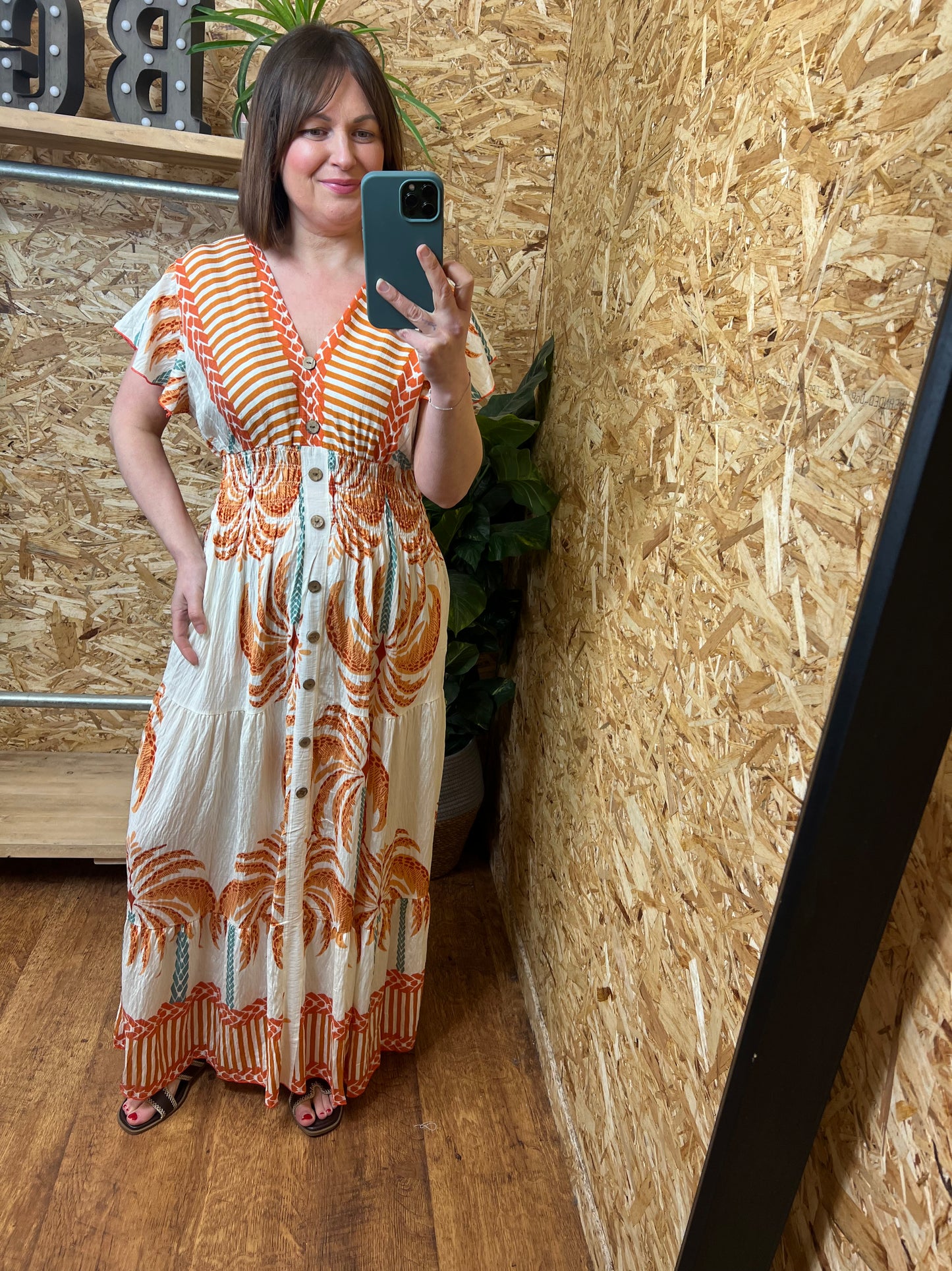 Palm Print Maxi Dress