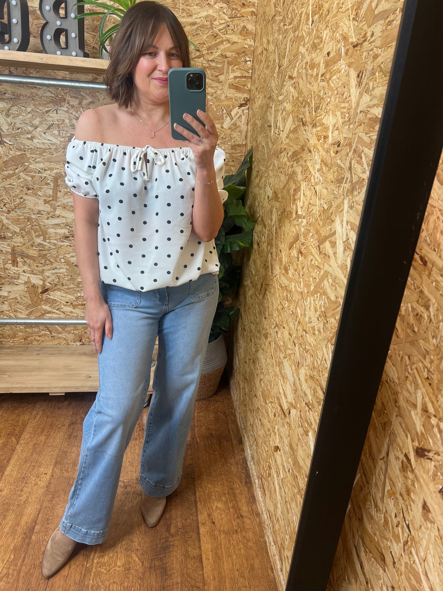 Polka Dot Bardot Top