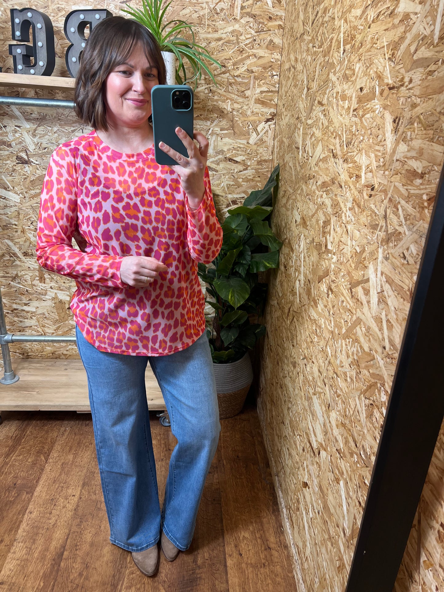 Kemi Animal Print Mesh Top