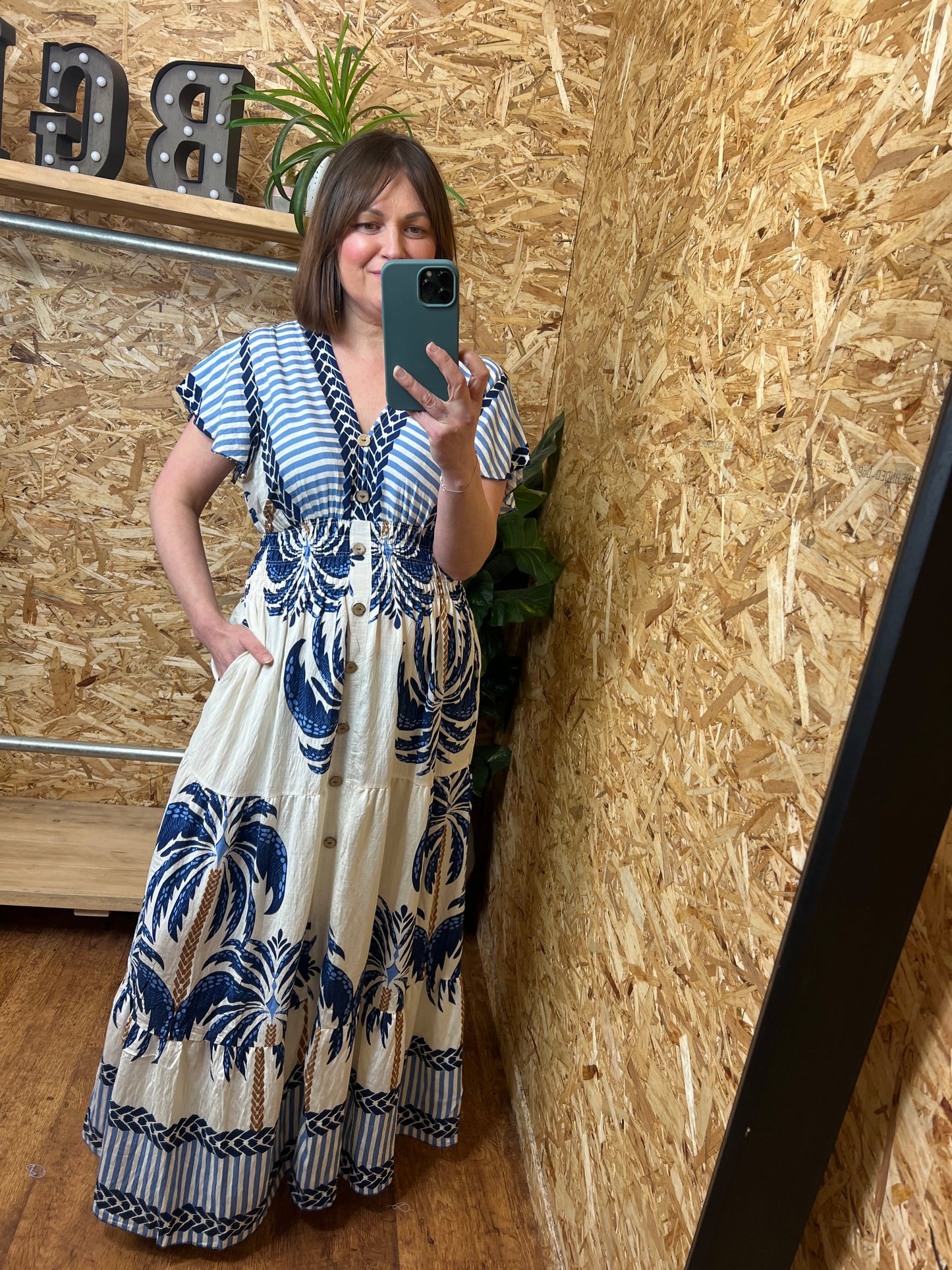 Palm Print Maxi Dress