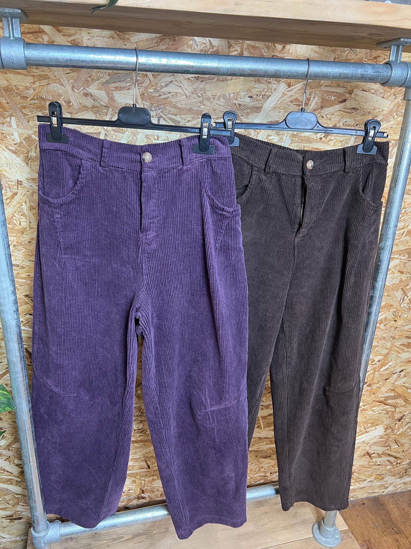 Cord Barrel Leg Trousers