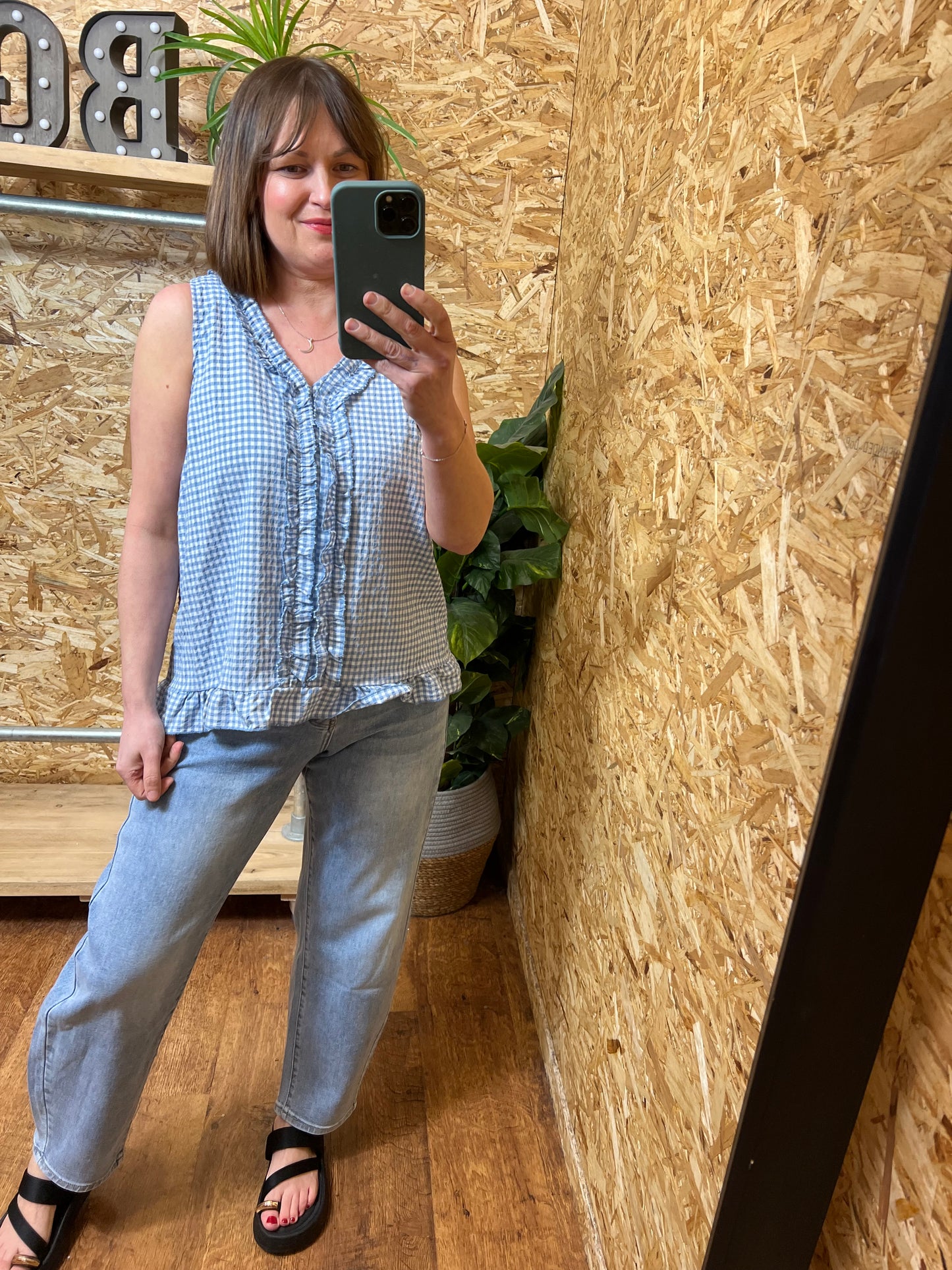 Gingham Frill Top