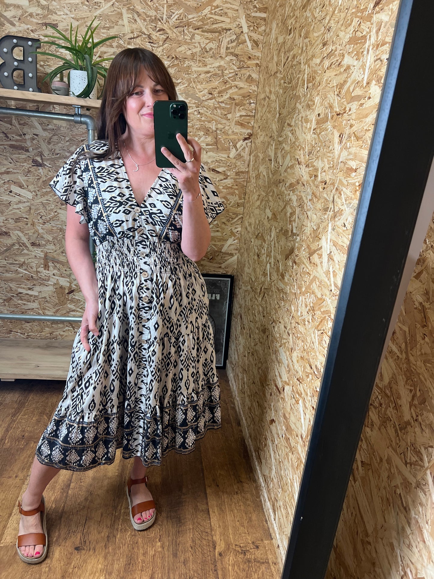 Aztec Print Midi Dress