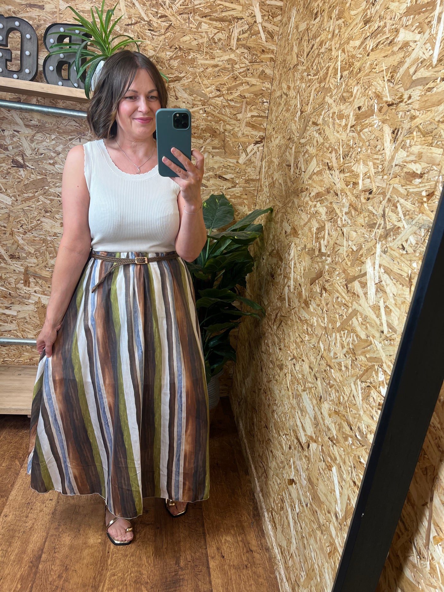 Stripe Belted Skirt