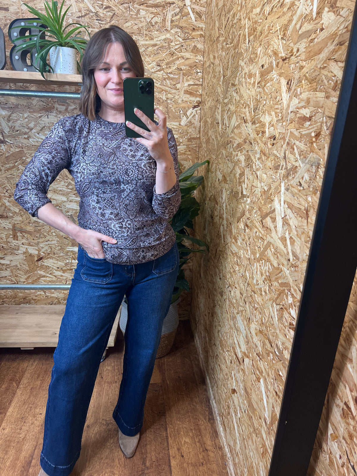 Boho Print Mesh Top