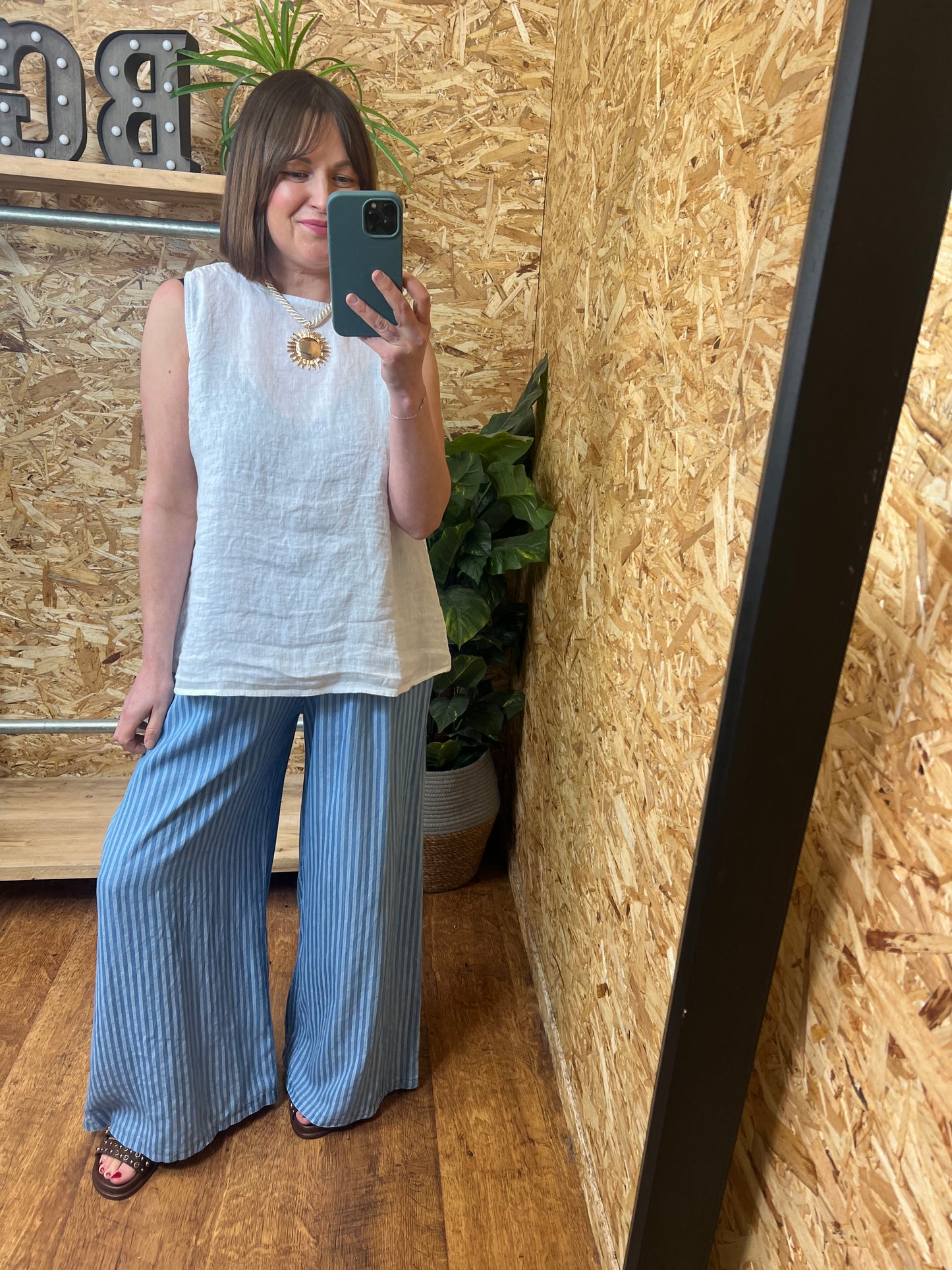 Lottie Linen Button Back Top