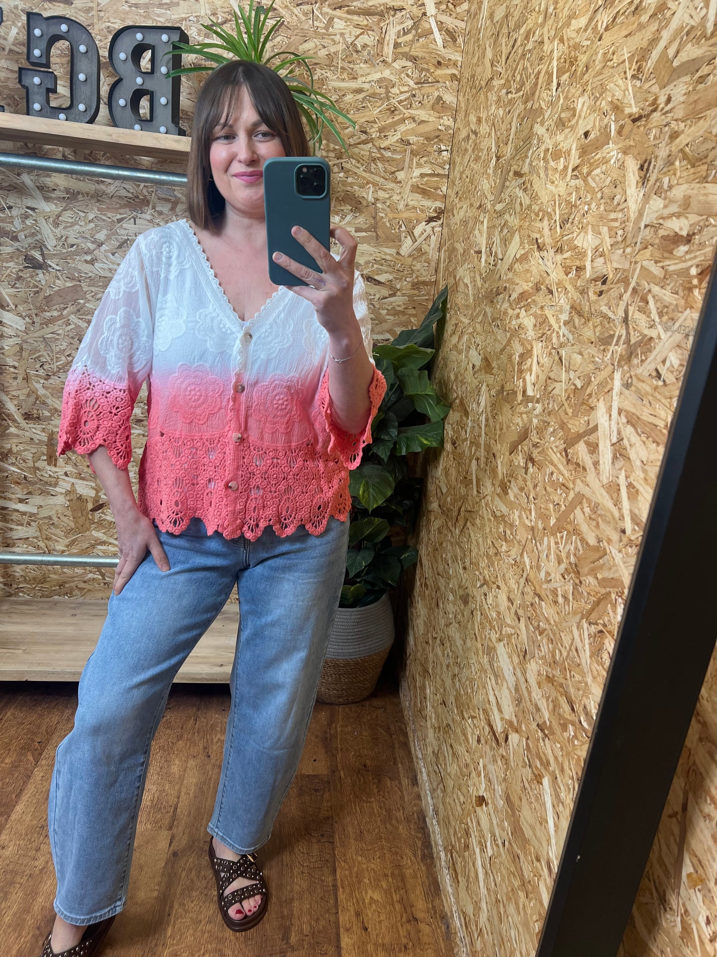 Ombre Crochet Button Top