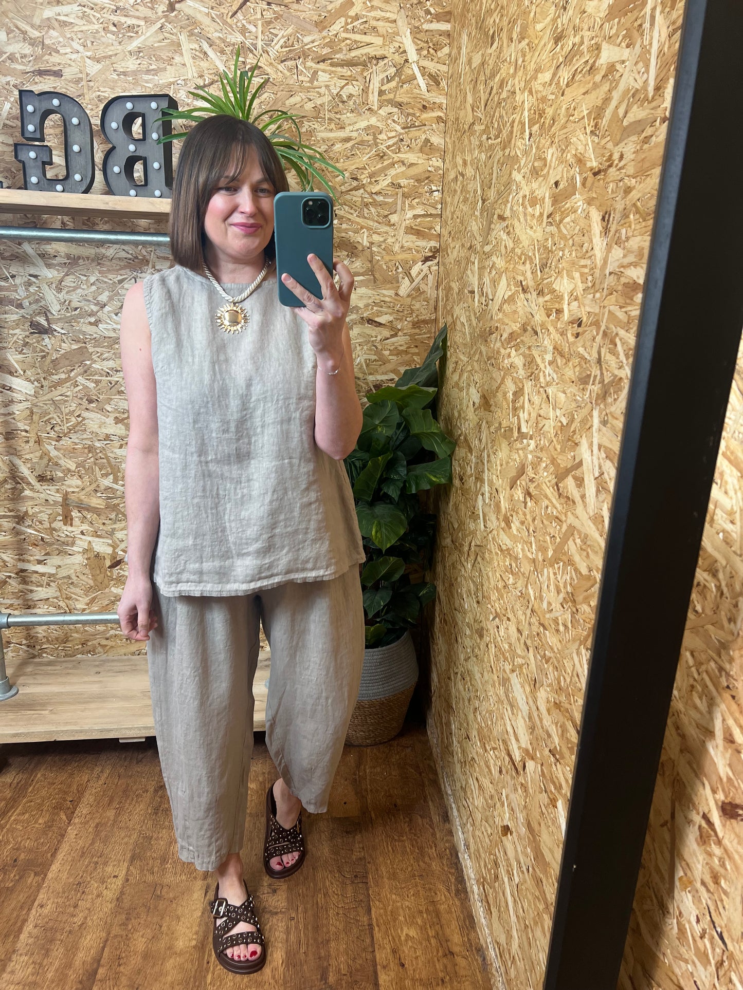 Lottie Linen Button Back Top