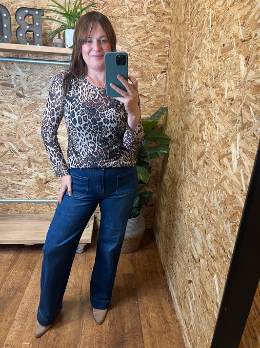 Leopard Print Mesh Top