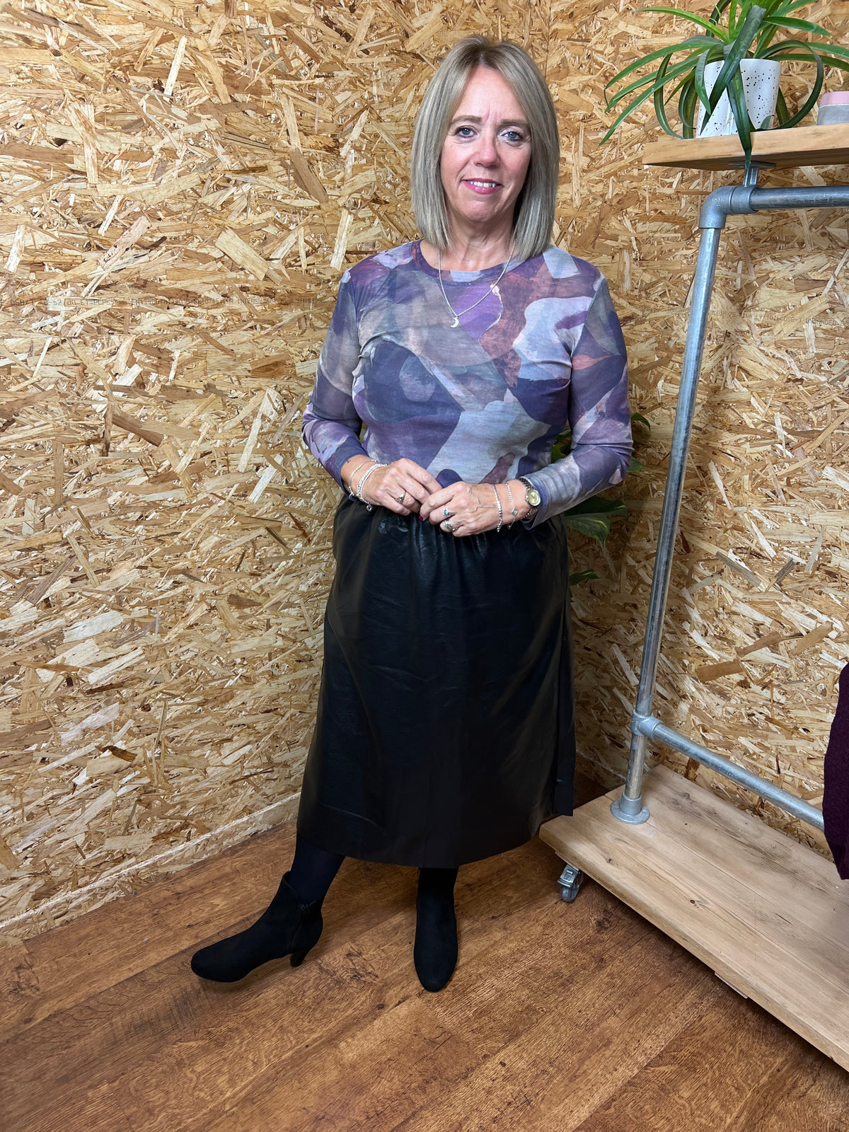 A Line PU Skirt