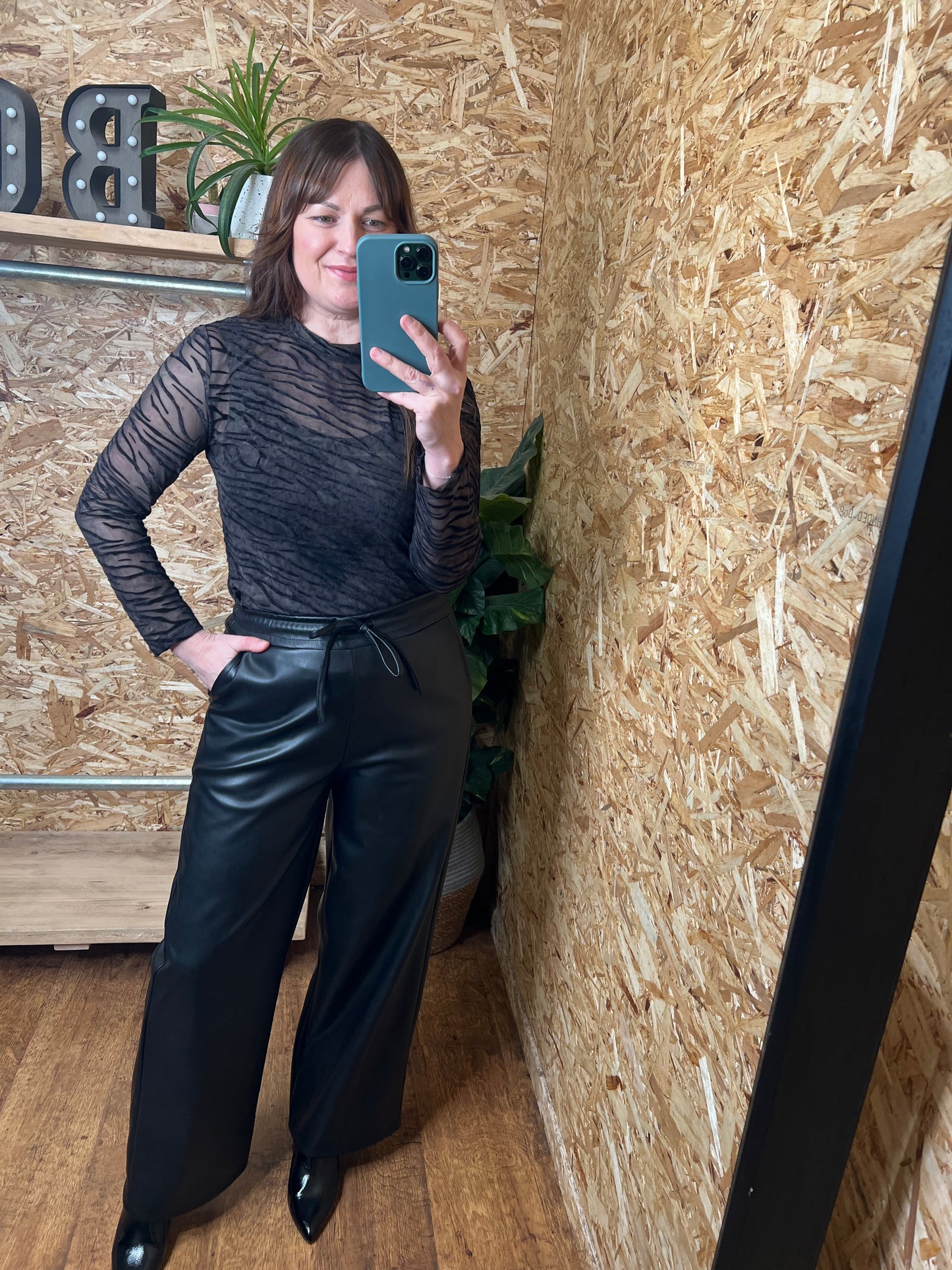 Zebra Devore Mesh Top