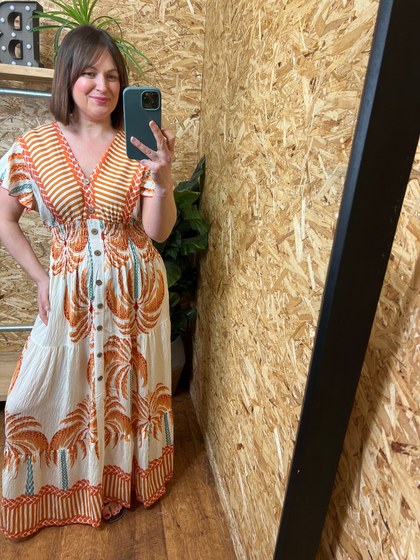 Palm Print Maxi Dress