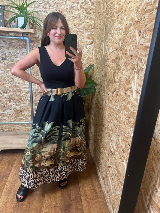 Jungle Print Maxi Skirt