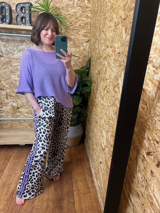 Lilac Stripe Animal Print Joggers