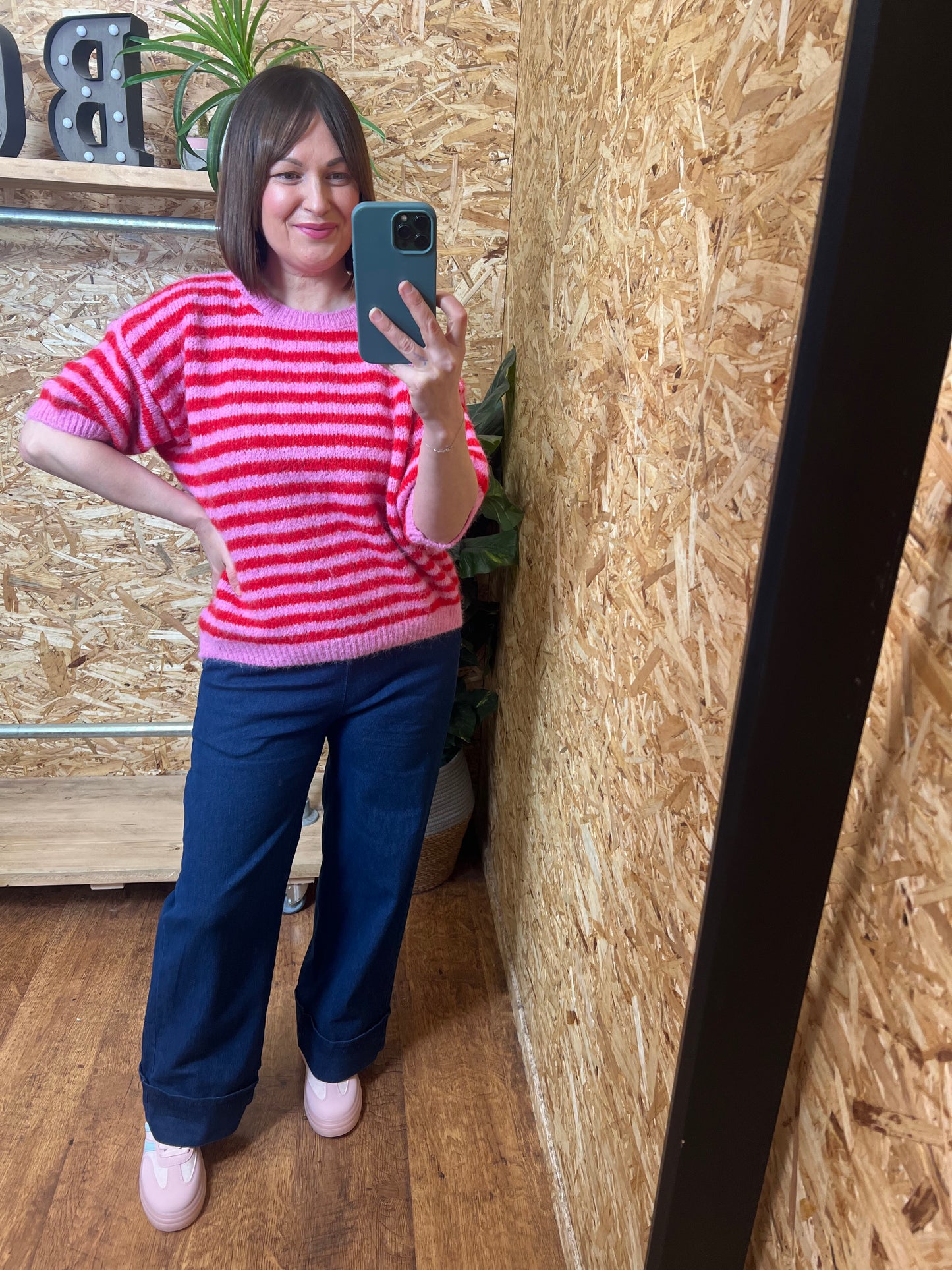 Short Sleeve Stripe Knit
