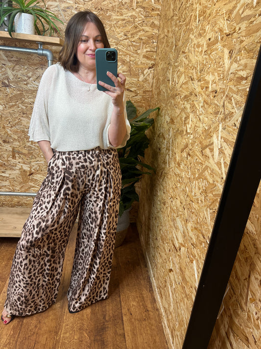 Leopard Wide Leg Trousers