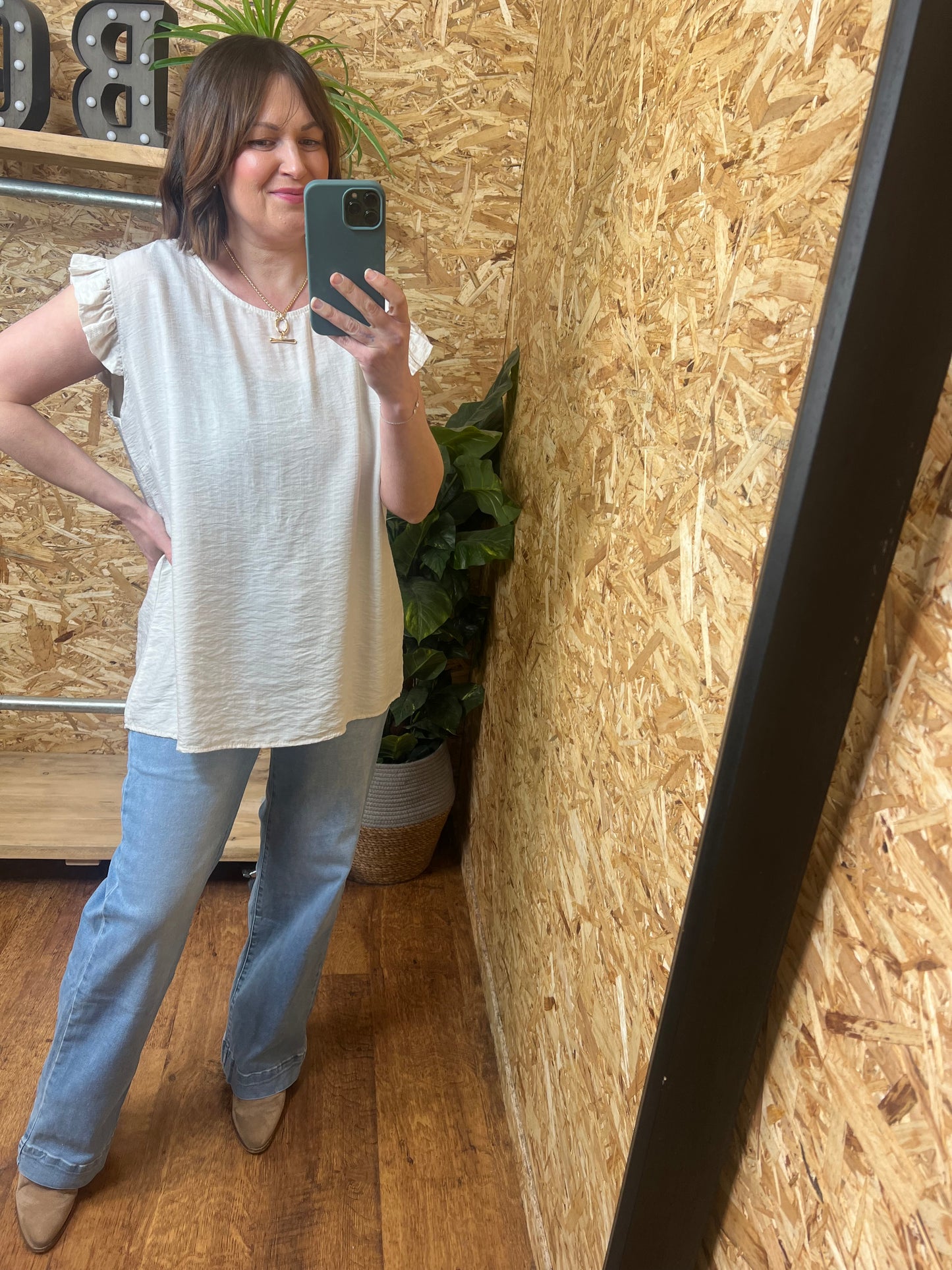 Lucie Frill Button Back Top