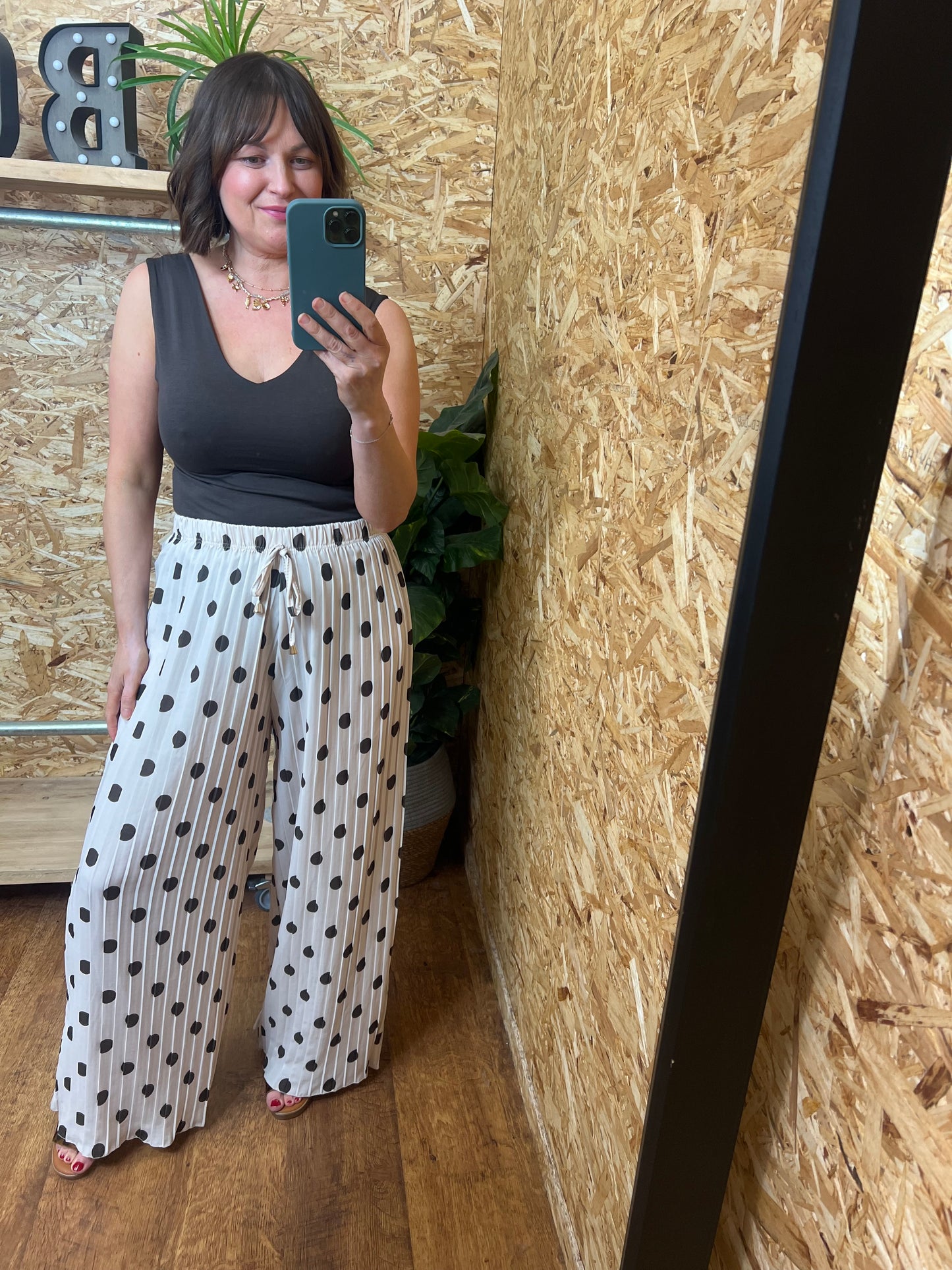 Polka Dot Pleated Trousers