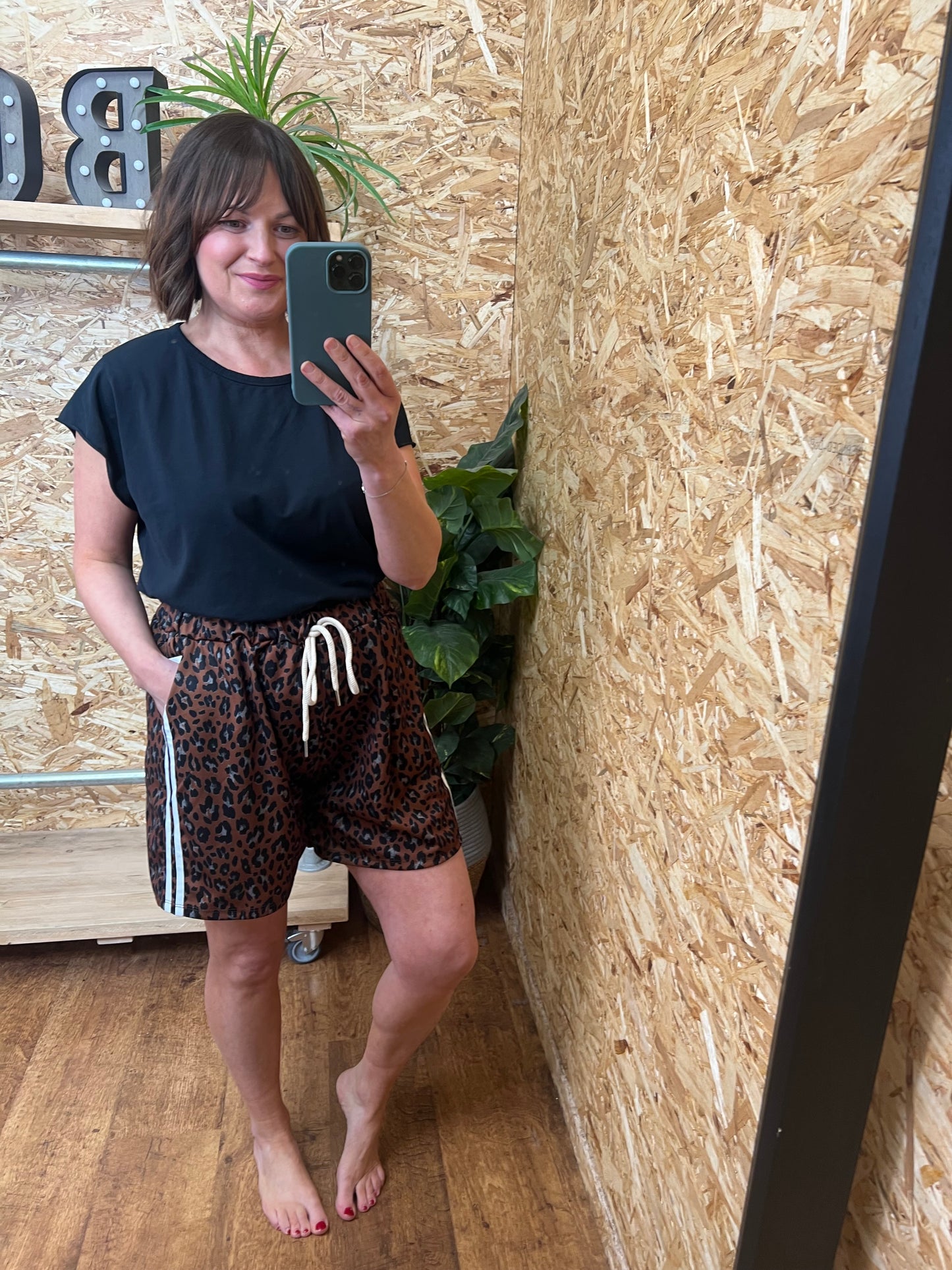 Leopard Side Stripe Shorts