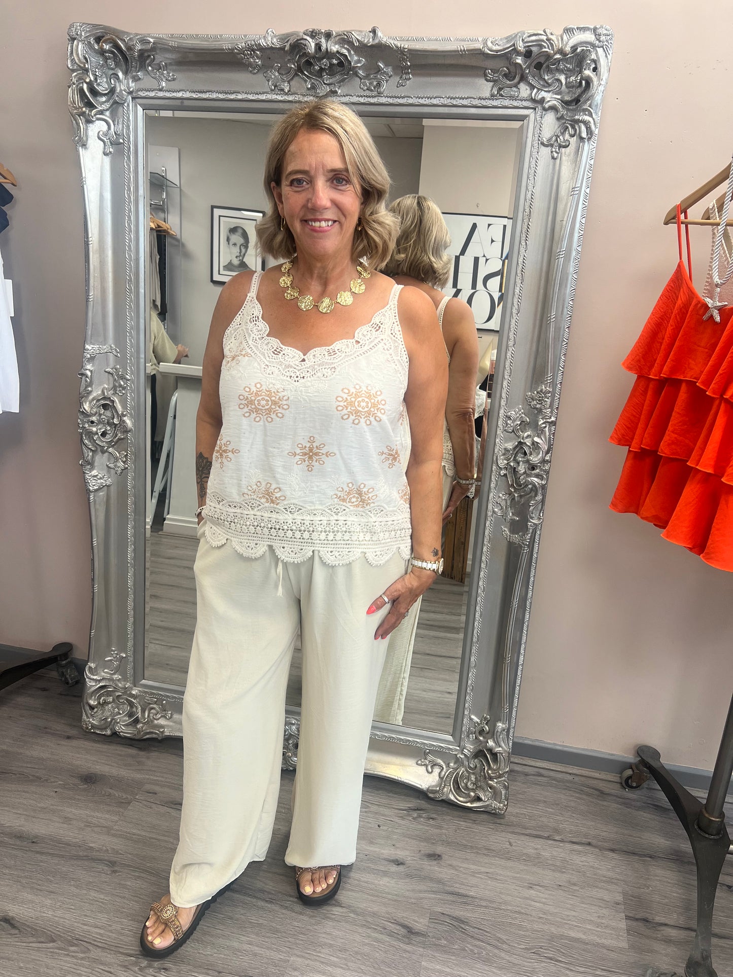 Pattern Lace Trim Cami