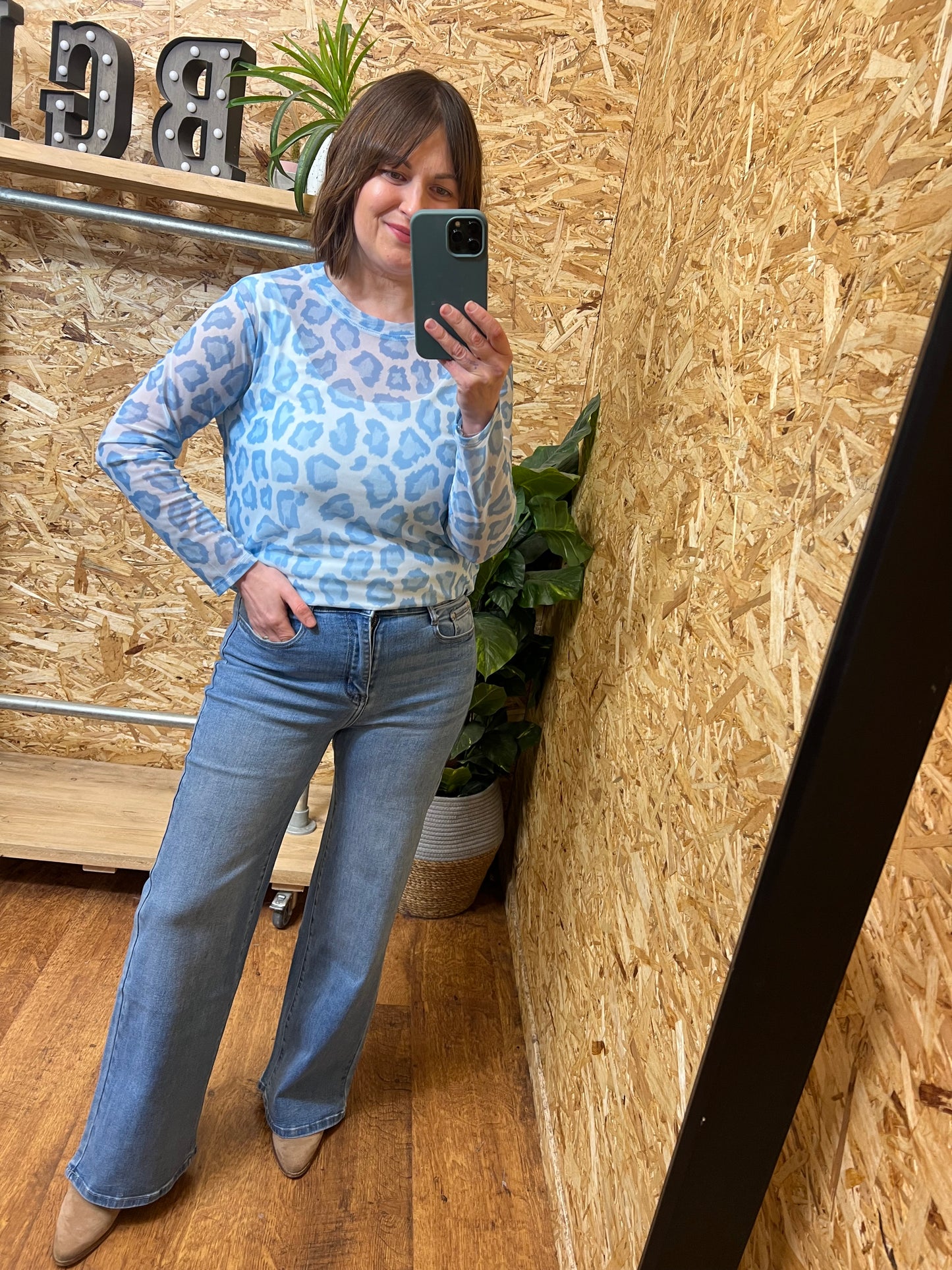Lena Animal Print Mesh Top