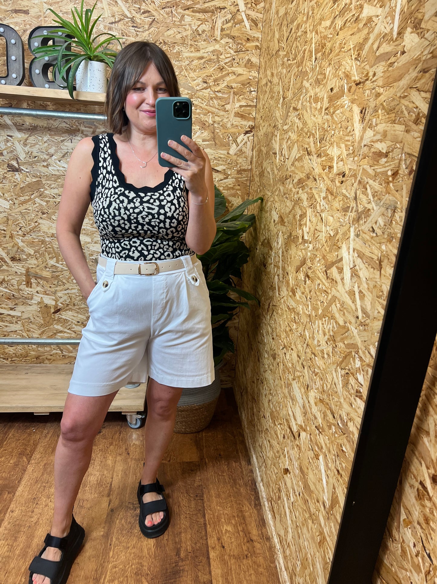 Belted Button Shorts