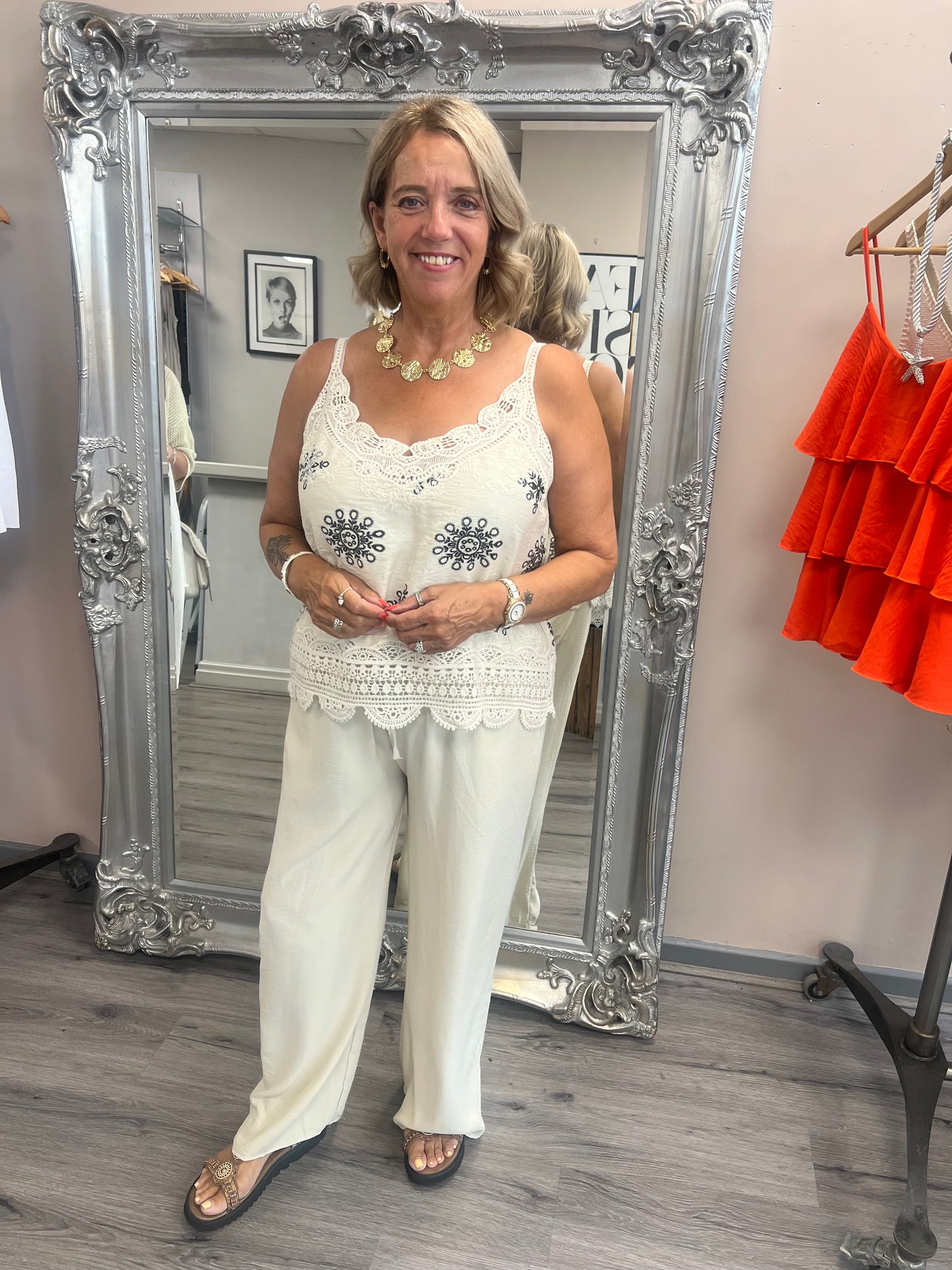 Pattern Lace Trim Cami