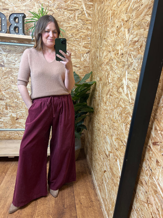 Needlecord Wide Leg Trousers