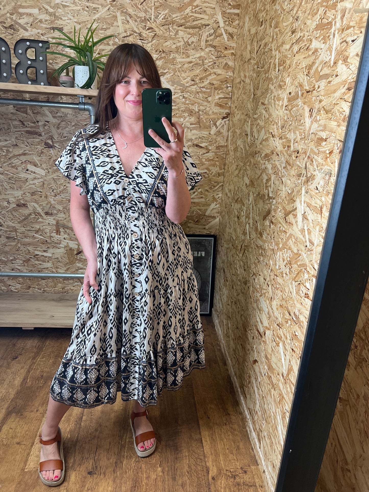 Aztec Print Midi Dress