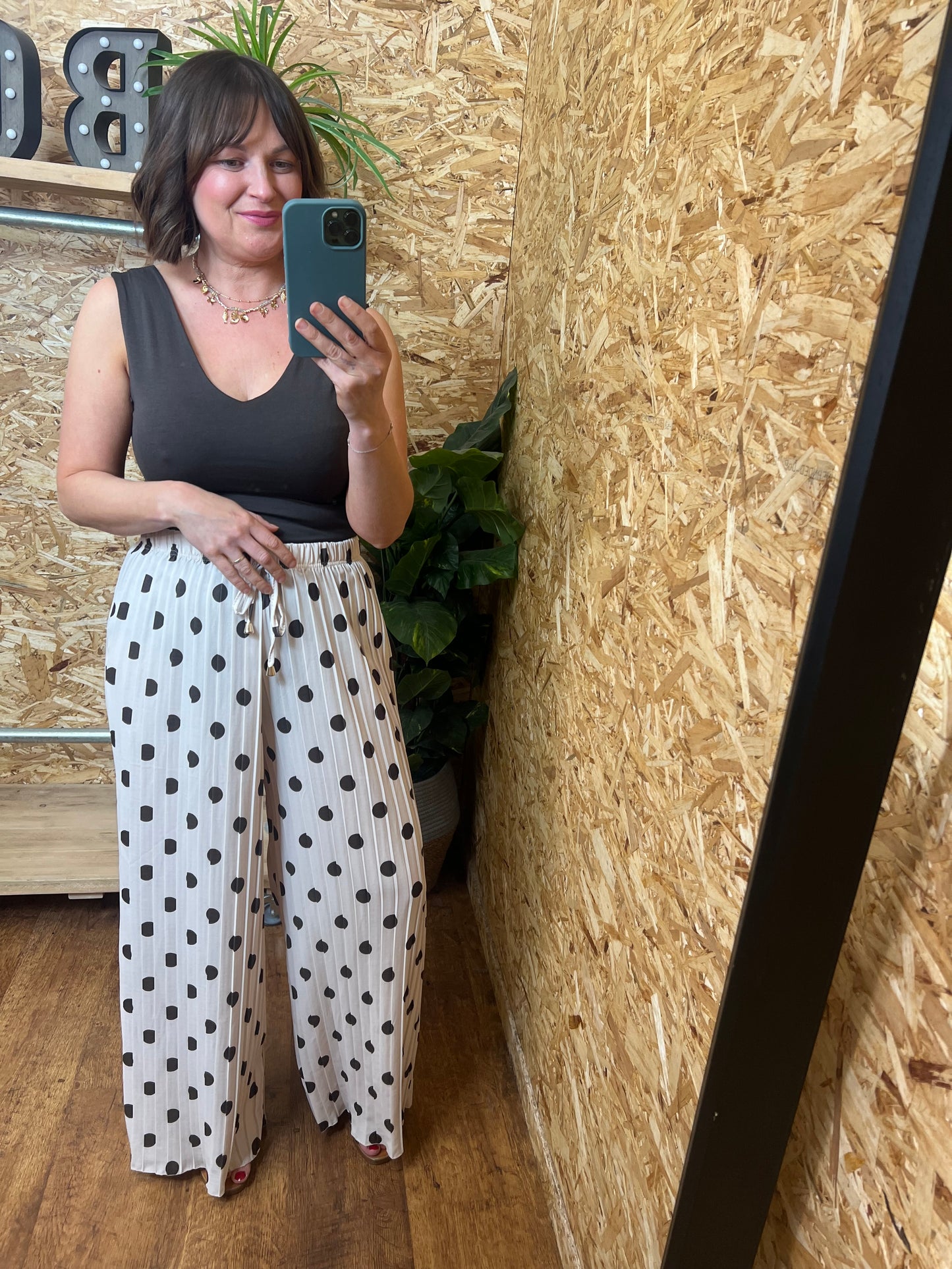 Polka Dot Pleated Trousers