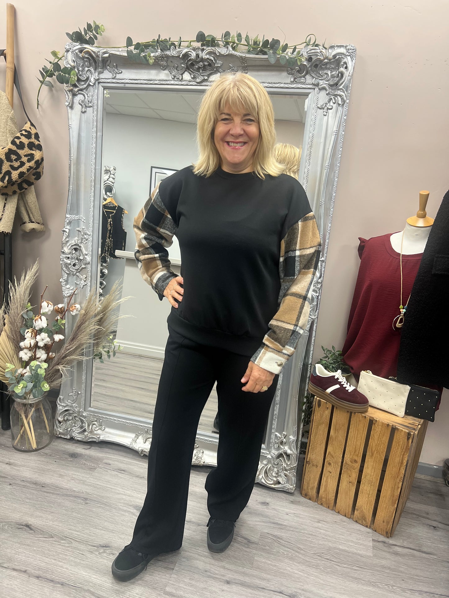 Checked Panel Sweatshirt