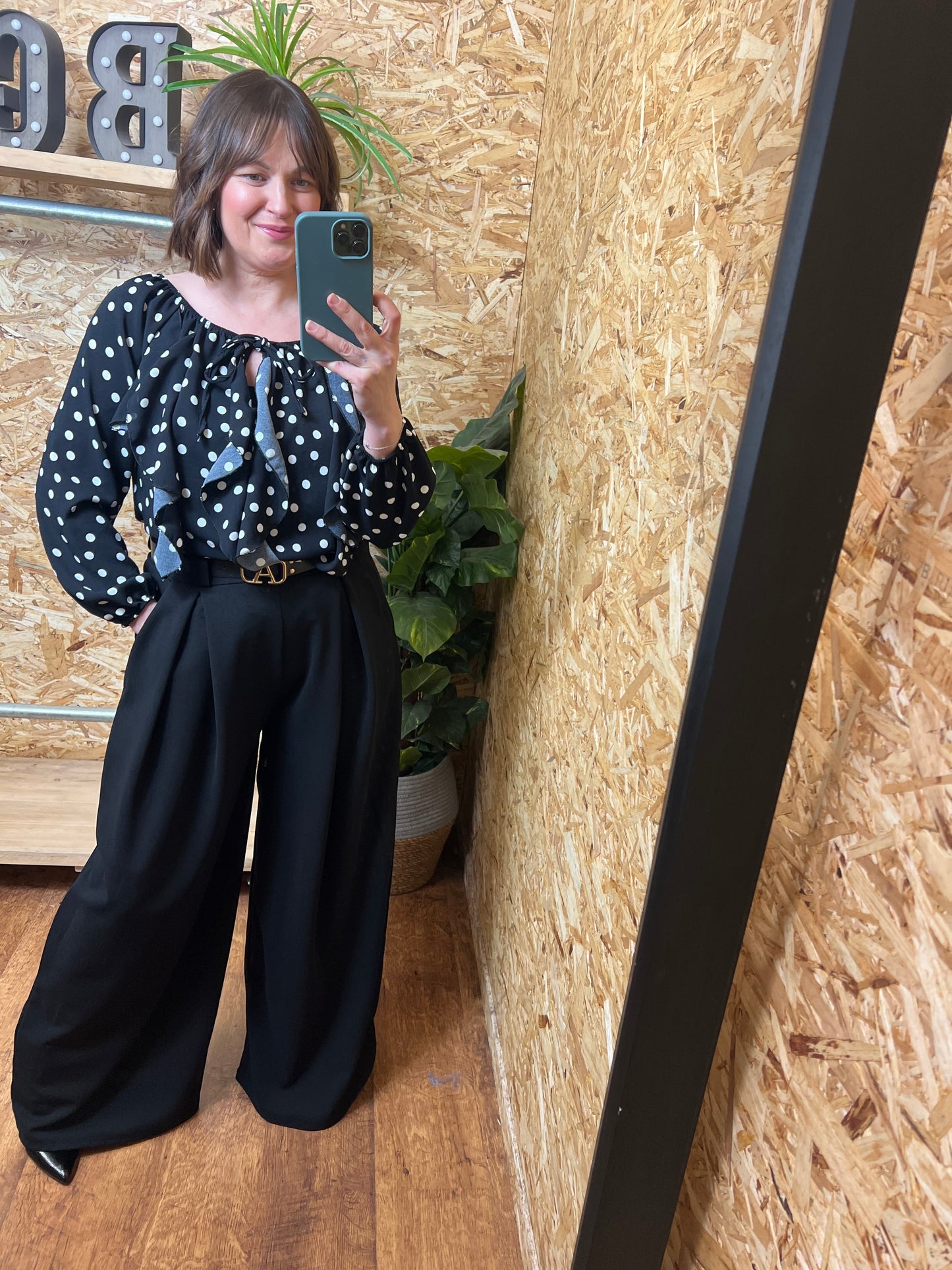 Polka Dot Frill Blouse