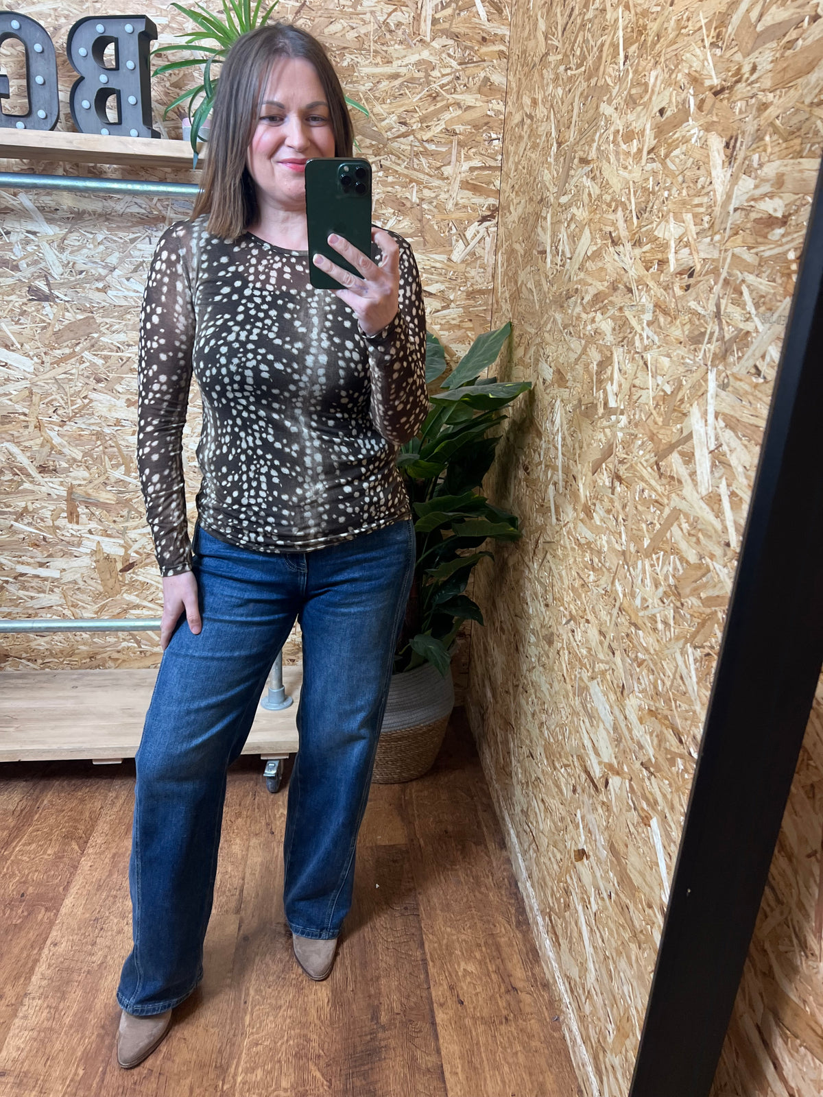 Deer Print Cashmere Mix Top