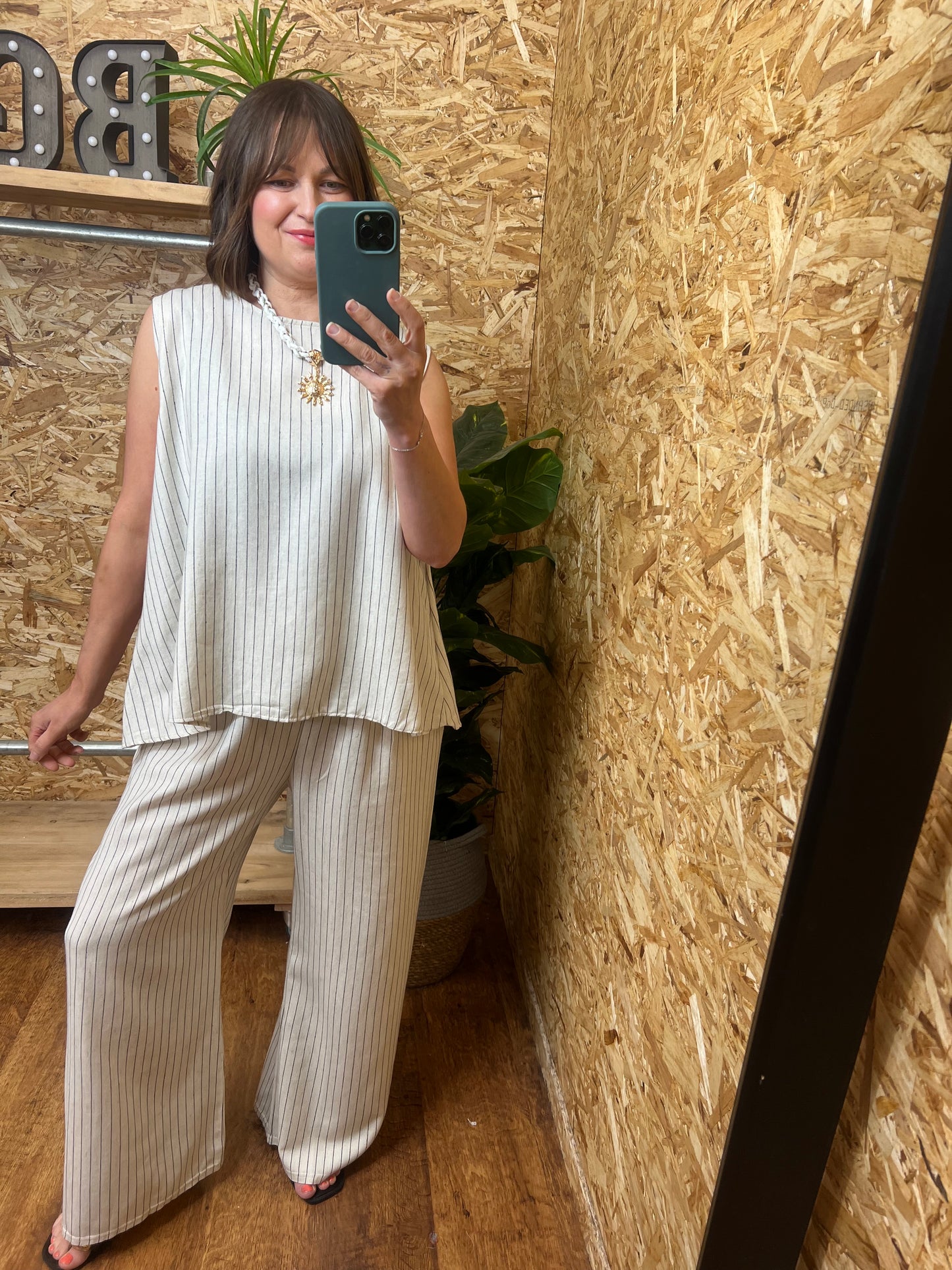 Stripe Button Back Top